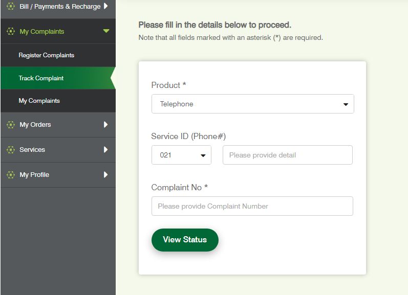 PTCL complaint status